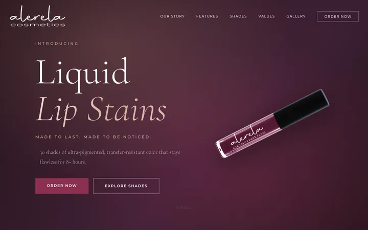 alerela.com — the home page of ALERELA Cosmetics
