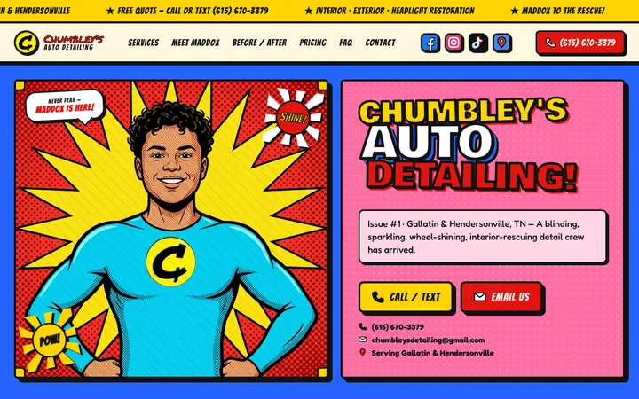 chumbleysdetailing.com — the home page of Chumbley’s Auto Detailing