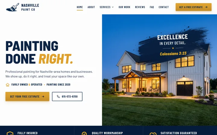 nashvillepaintco.com — the home page of Nashville Paint Co