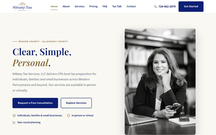 nittanytaxservices.com — the home page of Nittany Tax Services, LLC