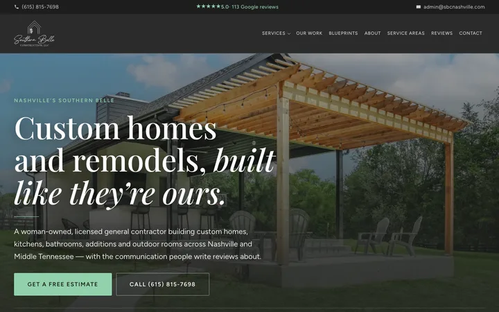 sbcnashville.com — the home page of Southern Belle Construction