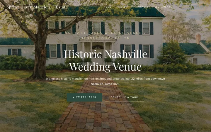 springhavenmansion.com — the home page of Spring Haven Mansion
